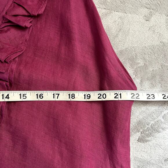 Garnet Hill Woman size‎ S 100% Linen Oversized Shift Dress Ruffle Tie Breathable - Picture 7 of 11